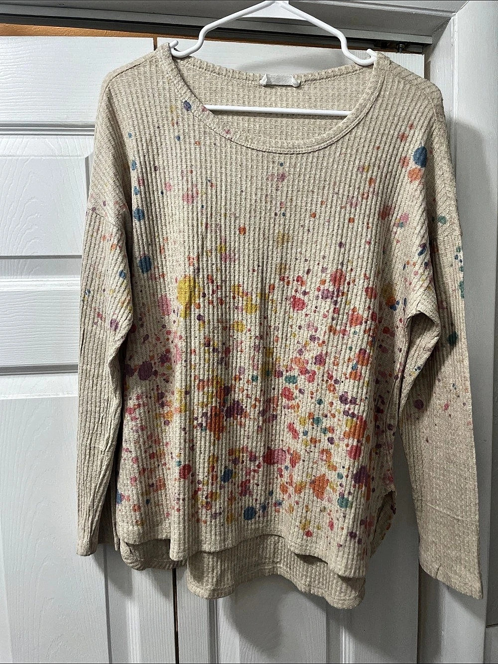 Phil Love Abstract Paint Splatter Long Sleeve Top, Small